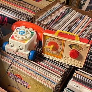 Fisher-Price Colorful Chatter Phone and vintage Clock Set